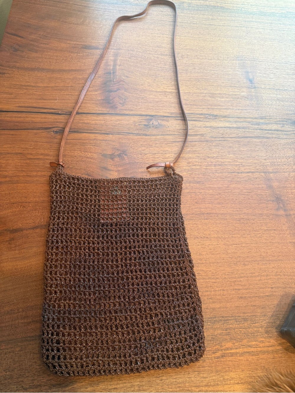 Dragon Diffusion Brown Woven Leather-Trim Crossbody Bag